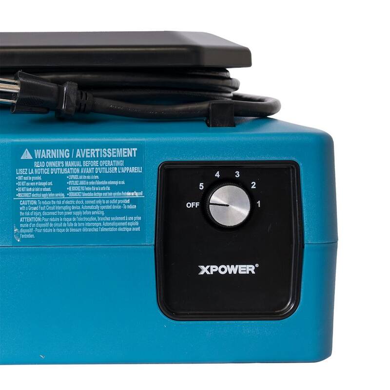 XPOWER 1/3 HP 1150 CFM 5-Speed Sealed Motor Low Profile Air Mover, Floor Fan, Carpet Dryer with Build-in GFCI Power Outlets - XL-730A