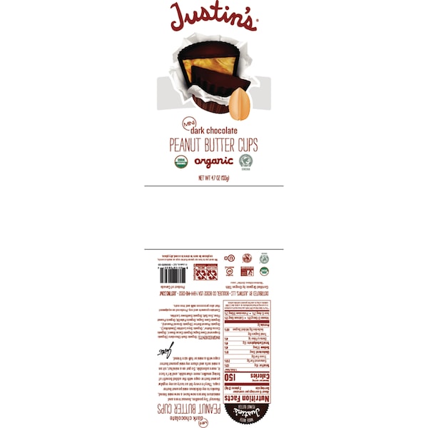 Mini taza de mantequilla de cacahuate con chocolate oscuro de Justin, 4.7 oz., paquete de 6 - 78441