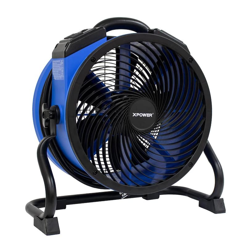 XPOWER P-39AR 1/4 HP 2 1 00 CFM 4-Speed Industrial Axial Air Mover Blower Fan with Power Outlets in Blue - P-39AR