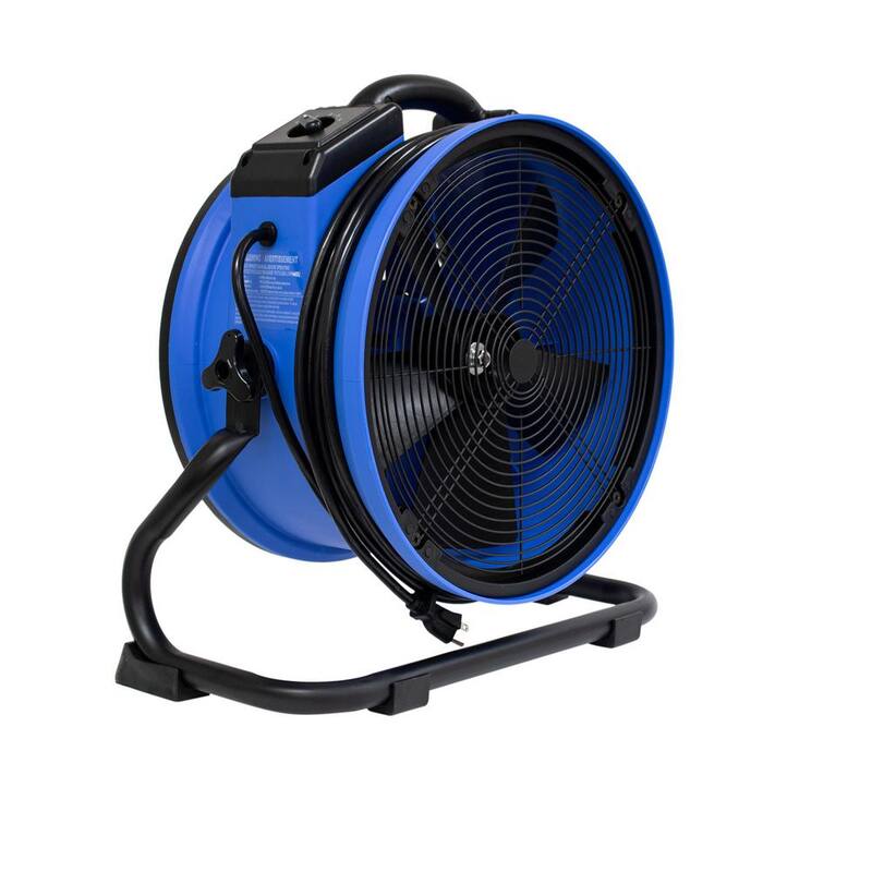XPOWER P-39AR 1/4 HP 2 1 00 CFM 4-Speed Industrial Axial Air Mover Blower Fan with Power Outlets in Blue - P-39AR