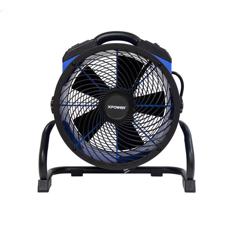 XPOWER P-39AR 1/4 HP 2 1 00 CFM 4-Speed Industrial Axial Air Mover Blower Fan with Power Outlets in Blue - P-39AR