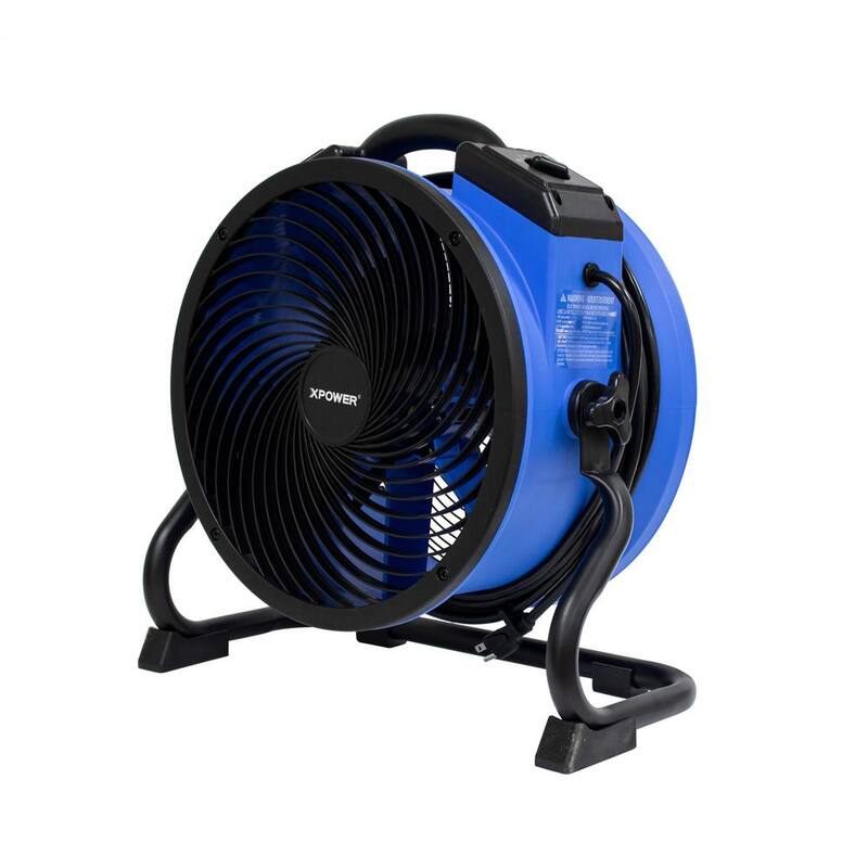 XPOWER P-39AR 1/4 HP 2 1 00 CFM 4-Speed Industrial Axial Air Mover Blower Fan with Power Outlets in Blue - P-39AR