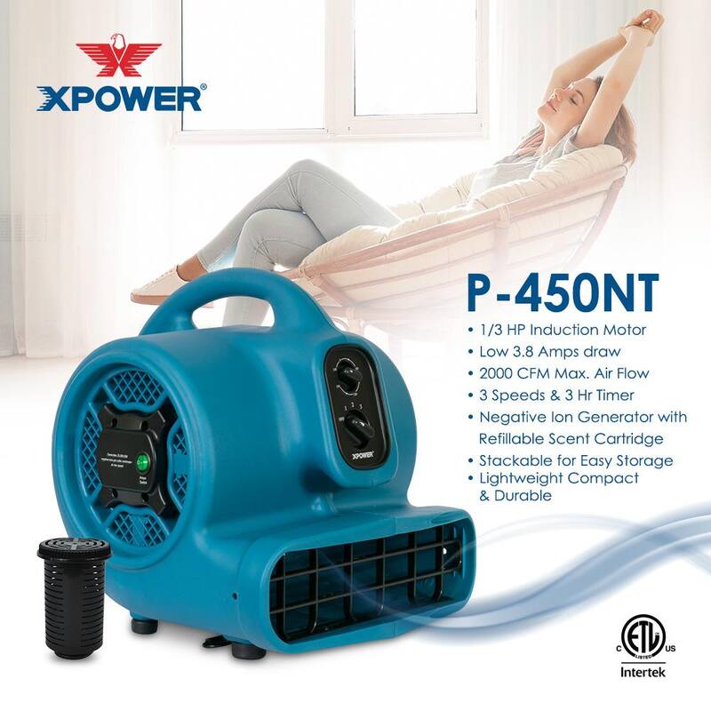 XPOWER 2,000 CFM Scented Air Mover Blower Fan with Negative Ion Generator - P-450NT