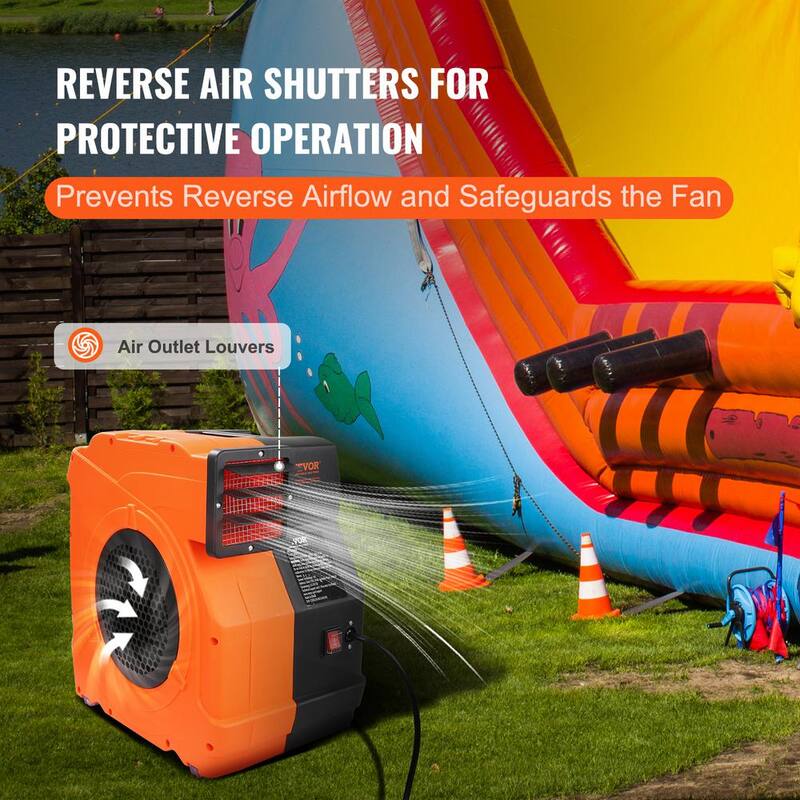 VEVOR Inflatable Blower 15 in. 1 Speed Blower Fan in Orange with 2 modes 1/1.2HP 1500-Watt Pump Commercial Air Blower 3100 RPM - SYQM1500W74M24ZQQV1-0819
