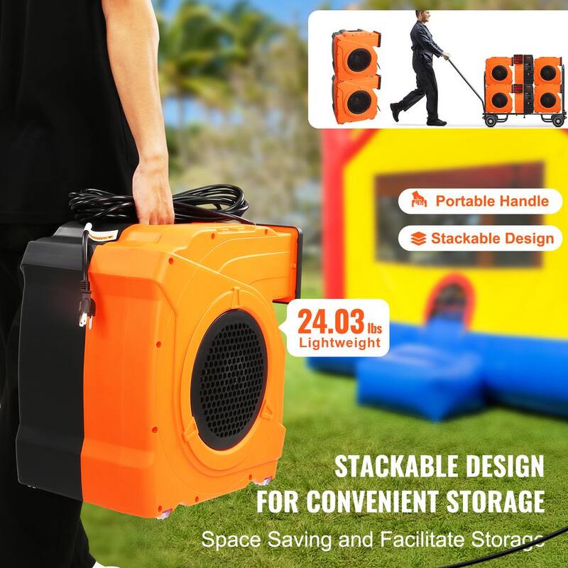 VEVOR Inflatable Blower 15 in. 1 Speed Blower Fan in Orange with 2 modes 1/1.2HP 1500-Watt Pump Commercial Air Blower 3100 RPM - SYQM1500W74M24ZQQV1-0819