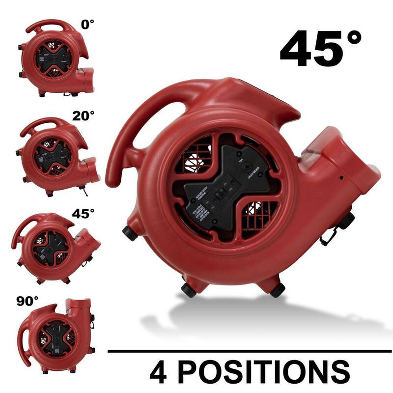 XPOWER 1/3 HP High Velocity Air Mover/Blower Fan with Daisy Chain - X-600A-Red