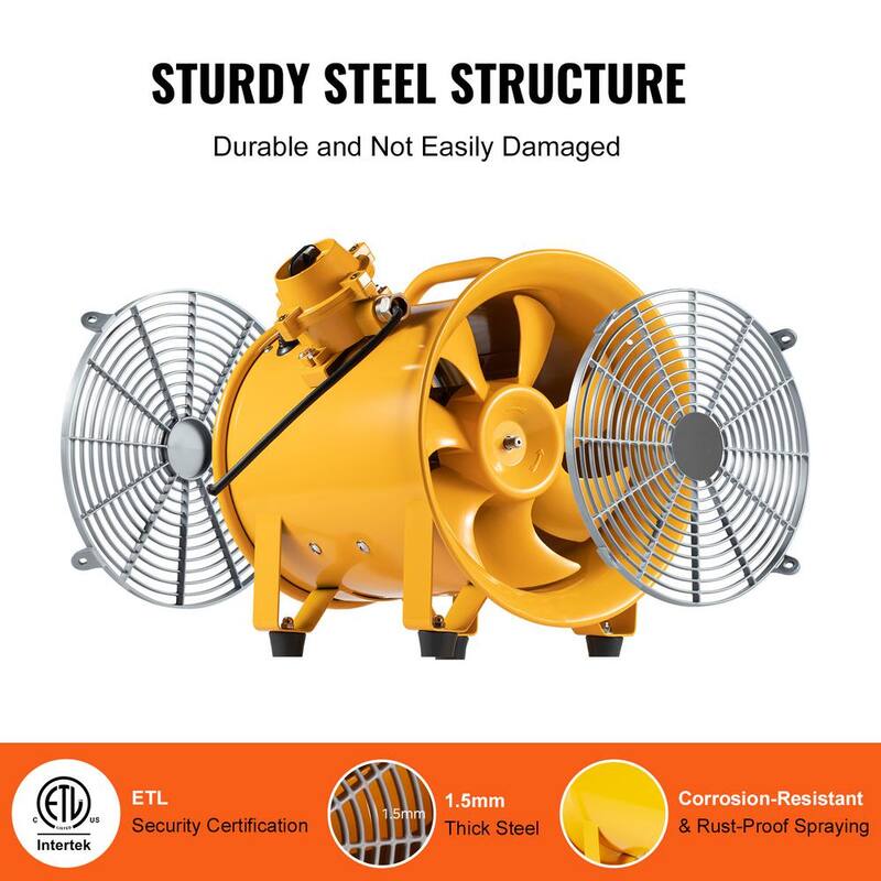 SKYSHALO Portable Ventilator 12 in. 1 Speed Blower Fan in Yellow with 9.8 ft. Power Cord 550W Strong Shop Exhaust Blower 2500CFM - FBGSZ550W12INQAWHV1-0718