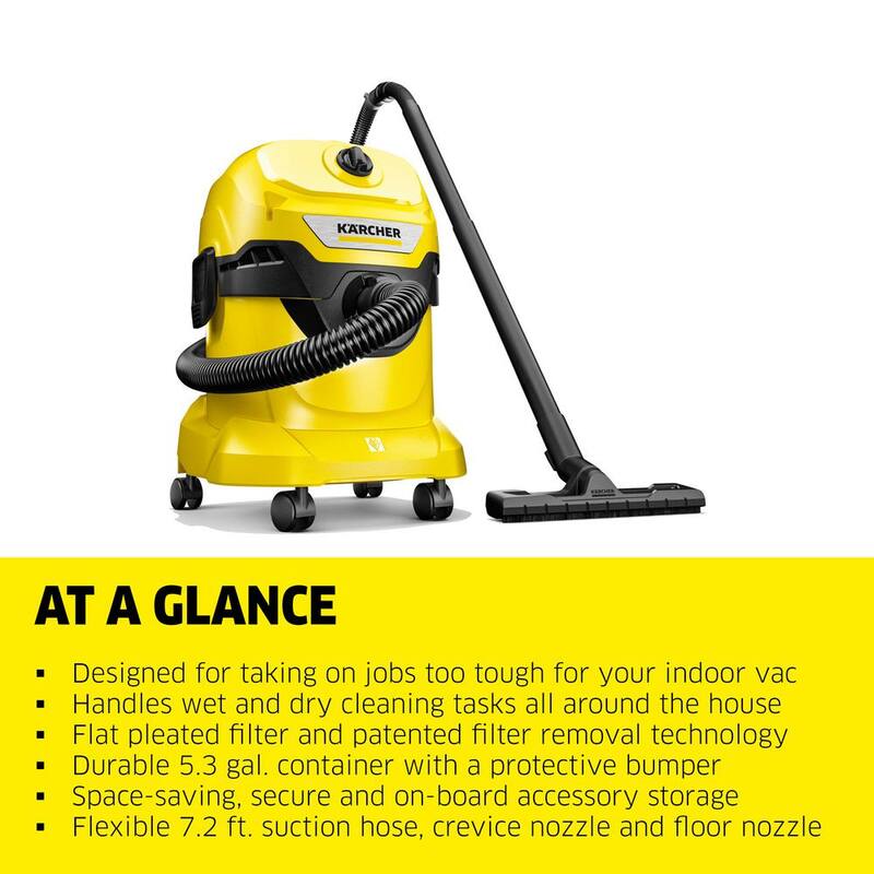 Karcher WD 4 Multi-Purpose 5.3 Gal. Wet/Dry Shop Vacuum Cleaner with Attachments - 2022 Edition - 1.628-207.0