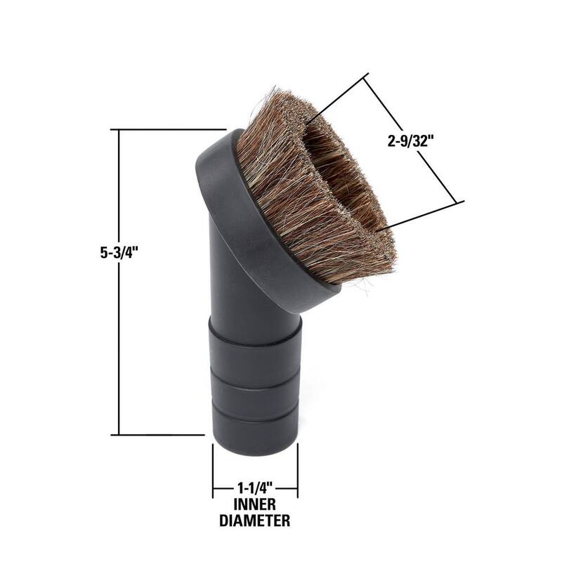 RIDGID 1-1/4 in. Natural Hair Dusting Brush Shop Vac Attachment with 1-7/8 in., 2-1/2 in. Adapters for RIDGID Wet Dry Vacuums - VT2131