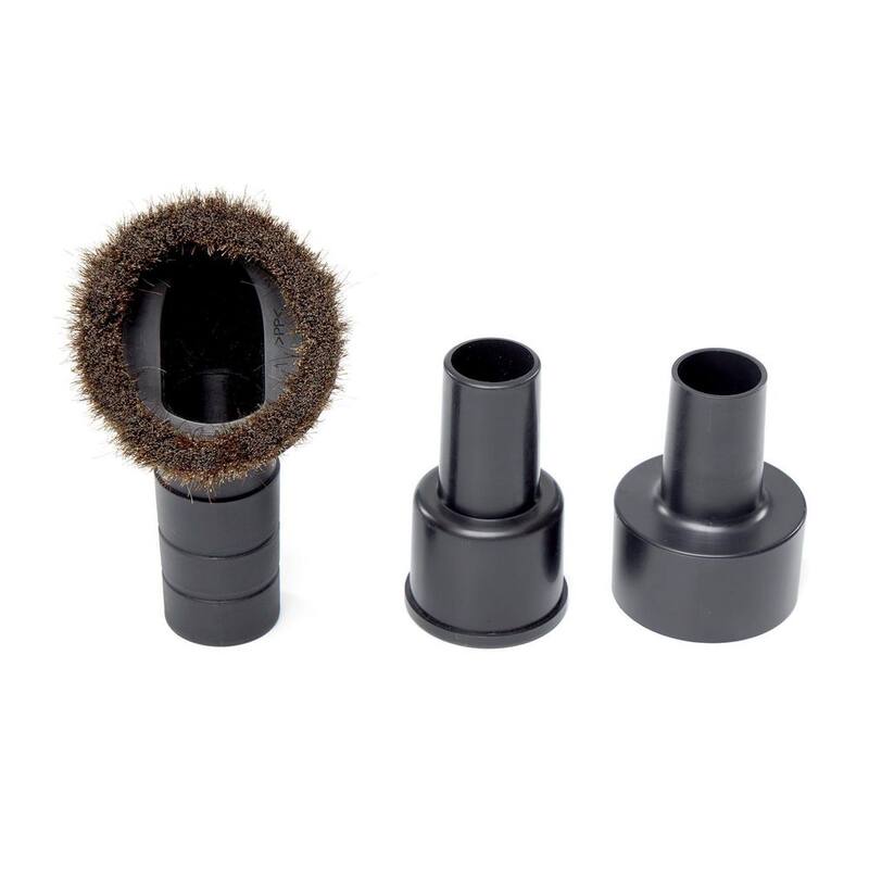 RIDGID 1-1/4 in. Natural Hair Dusting Brush Shop Vac Attachment with 1-7/8 in., 2-1/2 in. Adapters for RIDGID Wet Dry Vacuums - VT2131