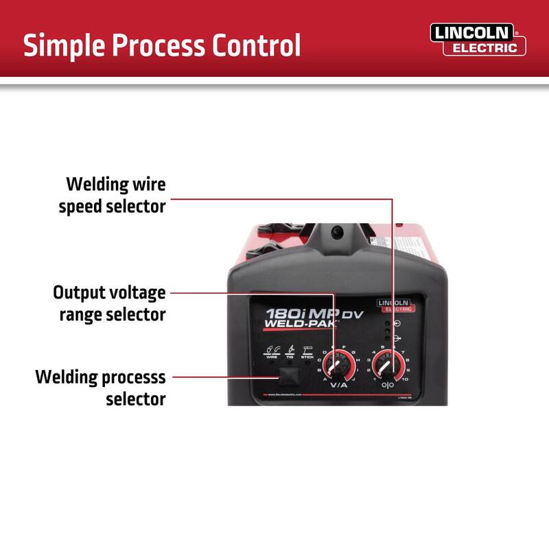 Lincoln Electric 180 Amp Weld-Pak 180i Multi-Process Stick/MIG/Flux-Core/TIG, 120V or 230V Aluminum Welder with Spool Gun sold separately - K5257-1