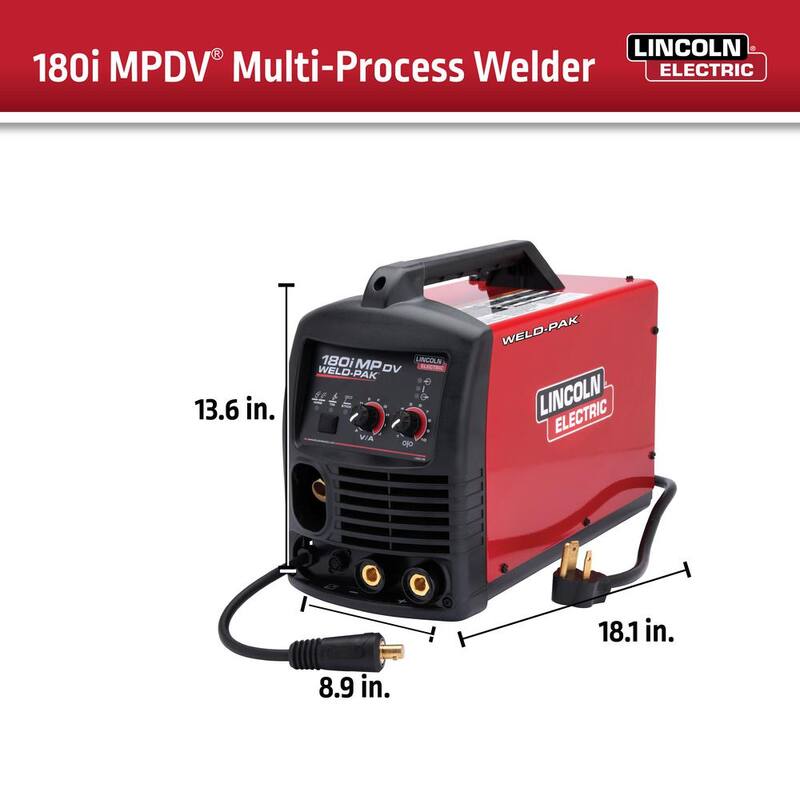 Lincoln Electric 180 Amp Weld-Pak 180i Multi-Process Stick/MIG/Flux-Core/TIG, 120V or 230V Aluminum Welder with Spool Gun sold separately - K5257-1