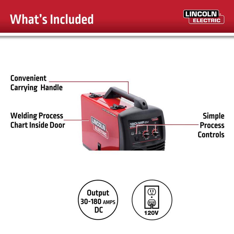 Lincoln Electric 180 Amp Weld-Pak 180i Multi-Process Stick/MIG/Flux-Core/TIG, 120V or 230V Aluminum Welder with Spool Gun sold separately - K5257-1