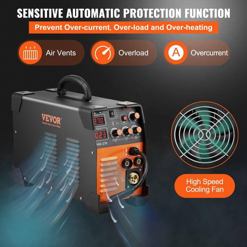 VEVOR 3 In 1 MIG MMA TIG Welder 270 Ampmp 110/220-Volt Welding Machine Combo 110V/220V with LCD Digital Display IGBT Inverter - DHJMIGMMAMIGLL6WNV5