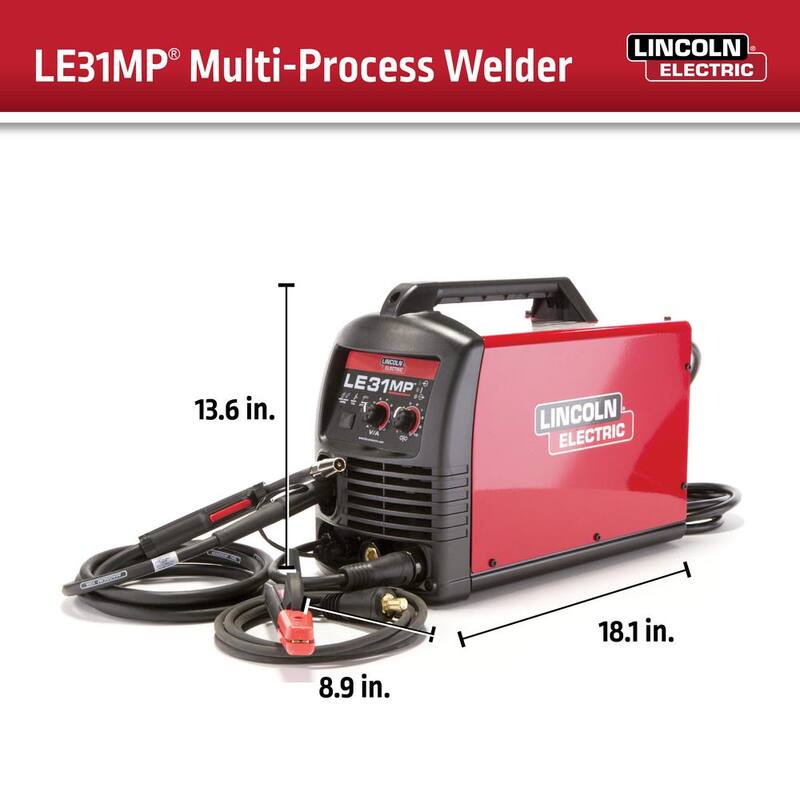 Lincoln Electric 140 Amp LE31MP Multi-Process Stick/MIG/Flux-Core/TIG, 120V, Aluminum Welder with Spool Gun sold separately - K3461-1