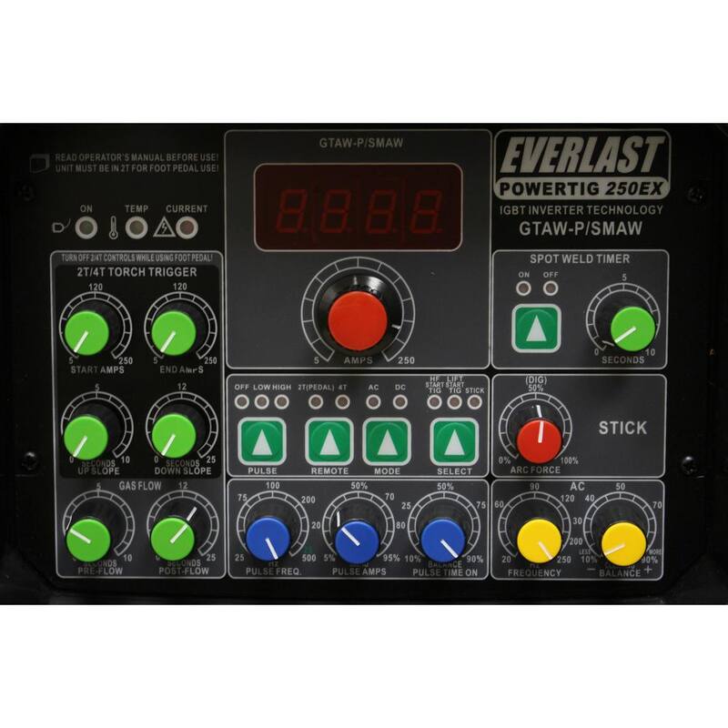 Everlast 250 Amp PowerTIG 250EX IGBT Digital Inverter AC/DC Stick/TIG Welder with High Frequency and Lift TIG Start, 240V - PowerTIG 250EX