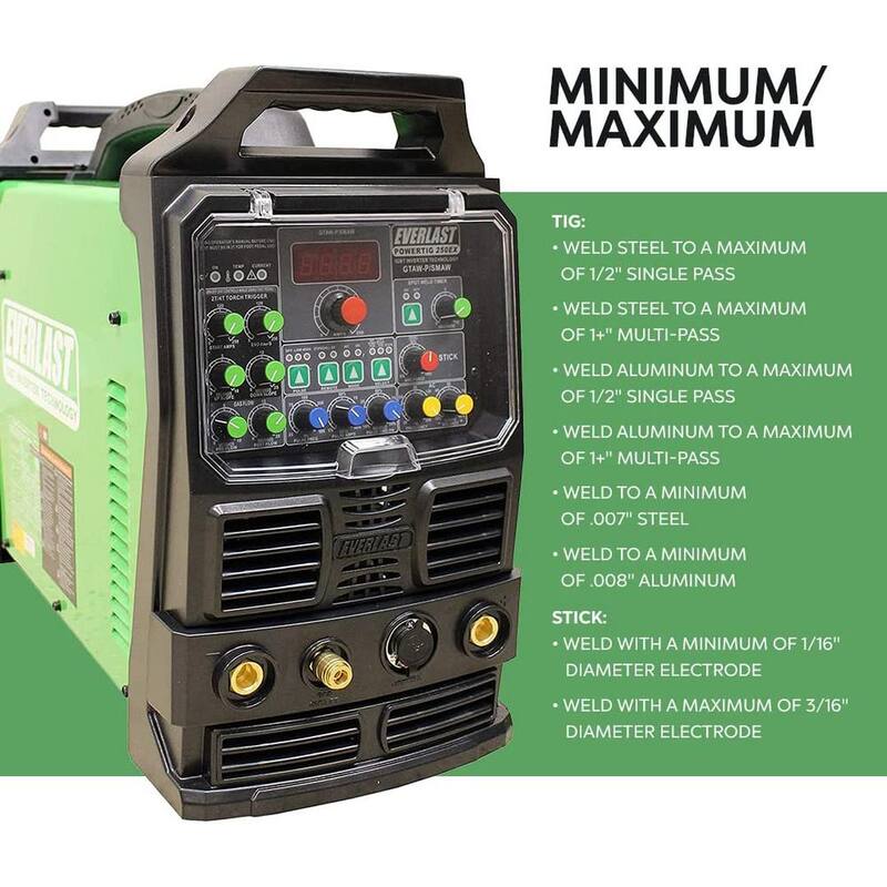 Everlast 250 Amp PowerTIG 250EX IGBT Digital Inverter AC/DC Stick/TIG Welder with High Frequency and Lift TIG Start, 240V - PowerTIG 250EX