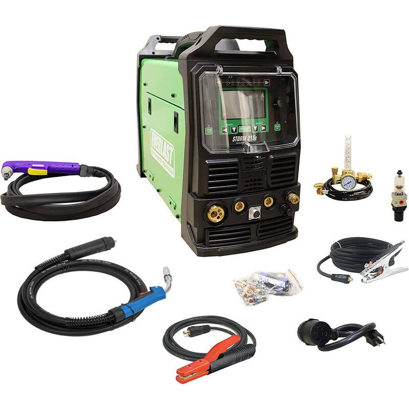 Everlast 200 Amp 110-Volt/220-Volt AC Dual Voltage Input DC MIG/Stick/Plasma Multi-Process Welder/Cutter Combo - Storm 215c