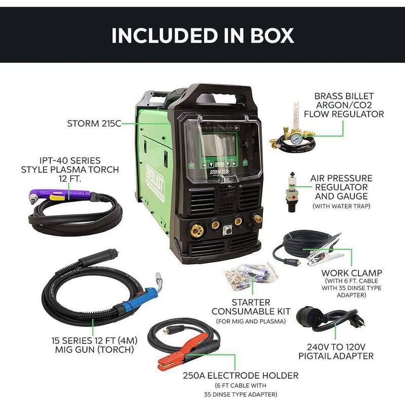 Everlast 200 Amp 110-Volt/220-Volt AC Dual Voltage Input DC MIG/Stick/Plasma Multi-Process Welder/Cutter Combo - Storm 215c