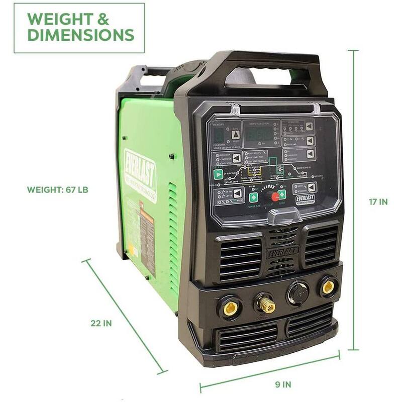 Everlast 250 Amp PowerTIG 255EXT IGBT Digital Inverter AC/DC Stick/TIG Welder with High Frequency and Lift TIG Start, 120V/240V - PowerTIG 255EXT