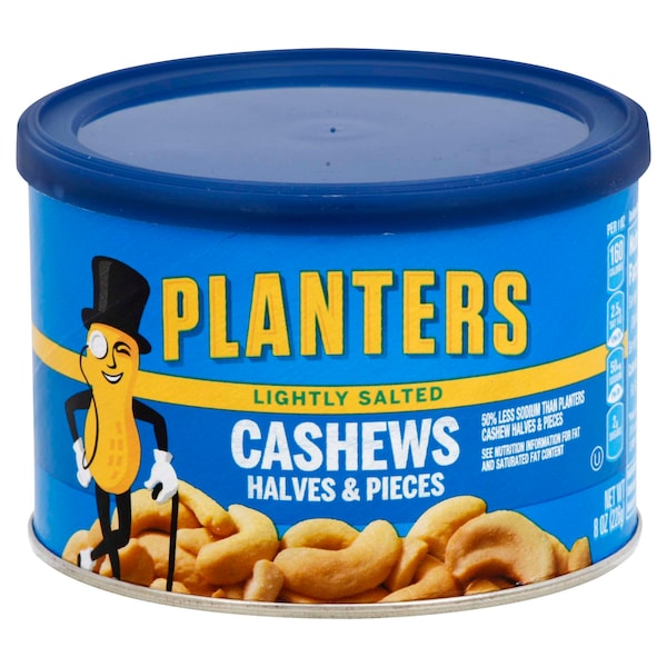 Planters Mitades y Piezas de Anacardo Ligeramente Saladas 8 oz. Lata, Paquete de 12 - 10029000016085