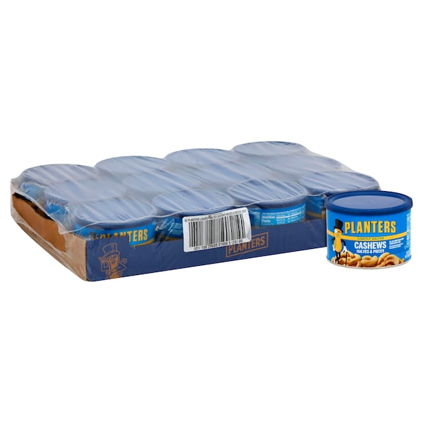 Planters Mitades y Piezas de Anacardo Ligeramente Saladas 8 oz. Lata, Paquete de 12 - 10029000016085