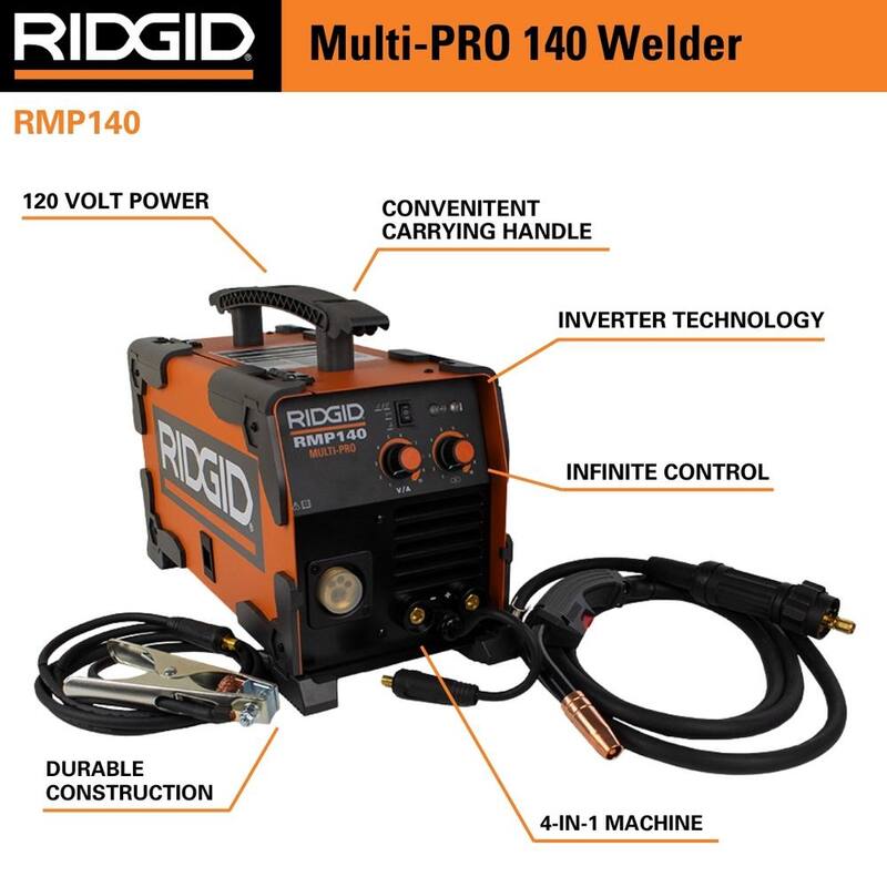 RIDGID 140 Amp, 120-Volt Electric, Multi-Process Welder - RMP140
