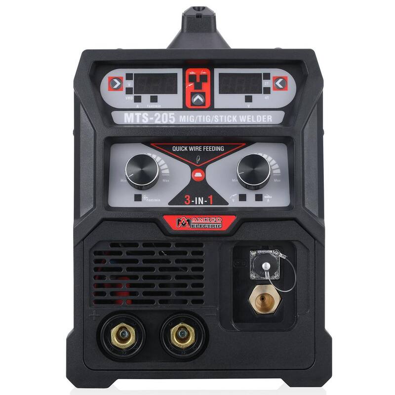 AM AMICO ELECTRIC 205 Amp MIG Wire Feed/Flux Core/TIG Torch/Stick Arc Welder, Weld Aluminum with 2T/4T 110-Volt/230-Volt Welding - MTS-205