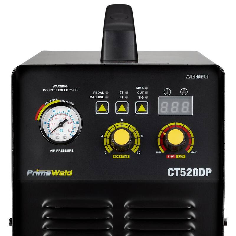 PrimeWeld Pilot Arc Plasma/Tig/Stick 50A Plasma Cutter, 200A Welder Combo, 1/2 in. Clean Cut, Dual Voltage 110/220-Volt CT520DP - CT520DP