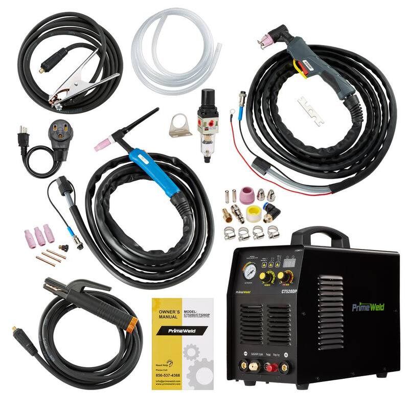 PrimeWeld Pilot Arc Plasma/Tig/Stick 50A Plasma Cutter, 200A Welder Combo, 1/2 in. Clean Cut, Dual Voltage 110/220-Volt CT520DP - CT520DP