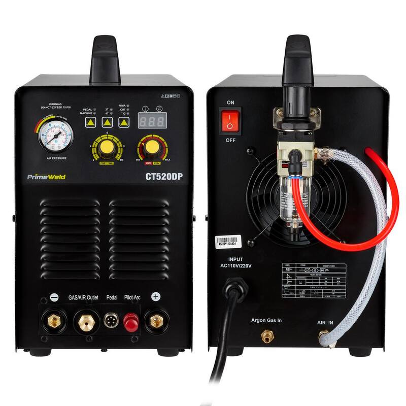 PrimeWeld Pilot Arc Plasma/Tig/Stick 50A Plasma Cutter, 200A Welder Combo, 1/2 in. Clean Cut, Dual Voltage 110/220-Volt CT520DP - CT520DP