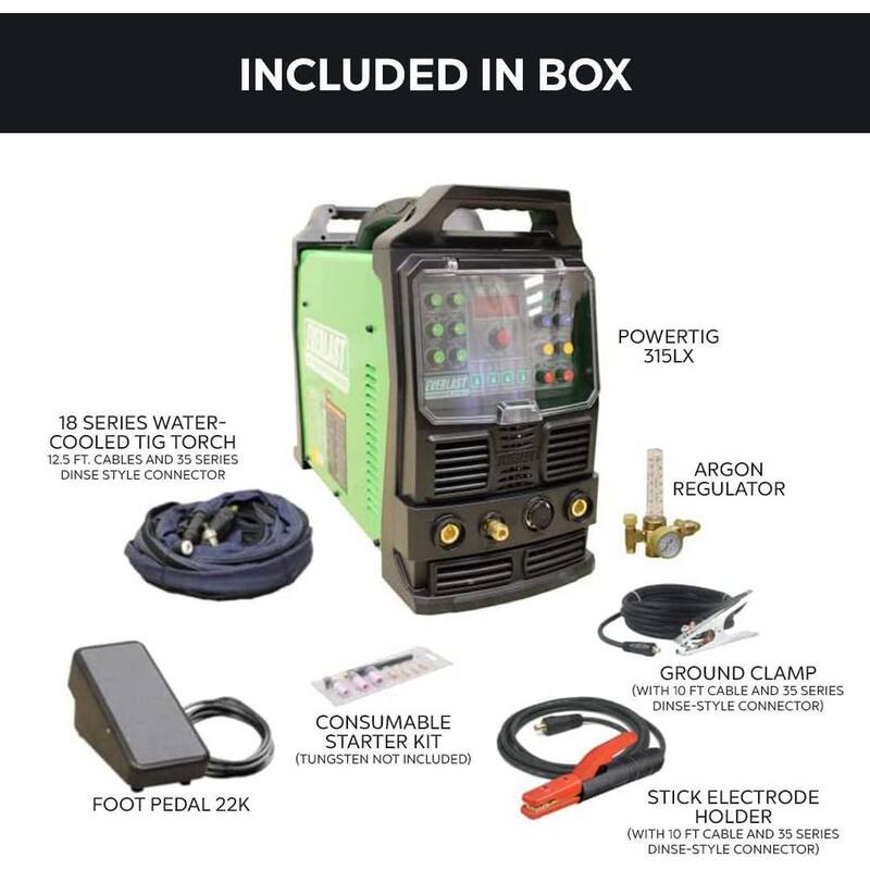 Everlast 315 Amp PowerTIG 315LX IGBT Digital Inverter AC/DC Stick/TIG Welder with High Frequency and Lift TIG Start, 240V - PowerTIG 315LX