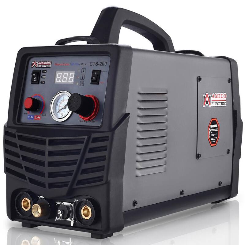 AM AMICO ELECTRIC Plasma Cutter/TIG/Stick Arc 3-in-1 Combo DC Welder 50A-Plasma Cutter 200A-TIG-Torch 200A-Stick Arc Welding Machine - CTS-200