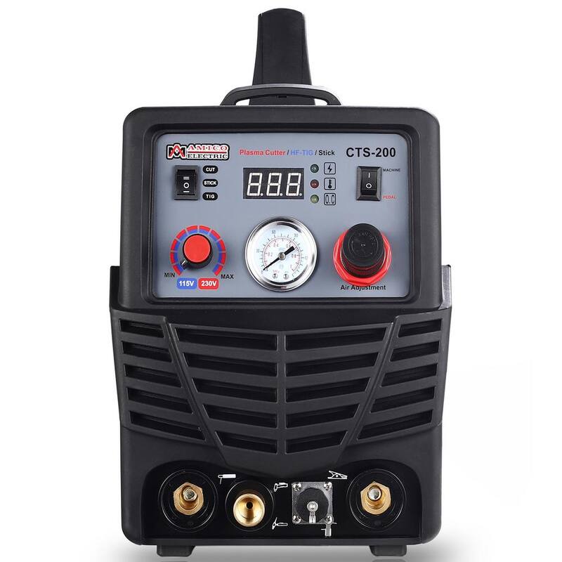 AM AMICO ELECTRIC Plasma Cutter/TIG/Stick Arc 3-in-1 Combo DC Welder 50A-Plasma Cutter 200A-TIG-Torch 200A-Stick Arc Welding Machine - CTS-200