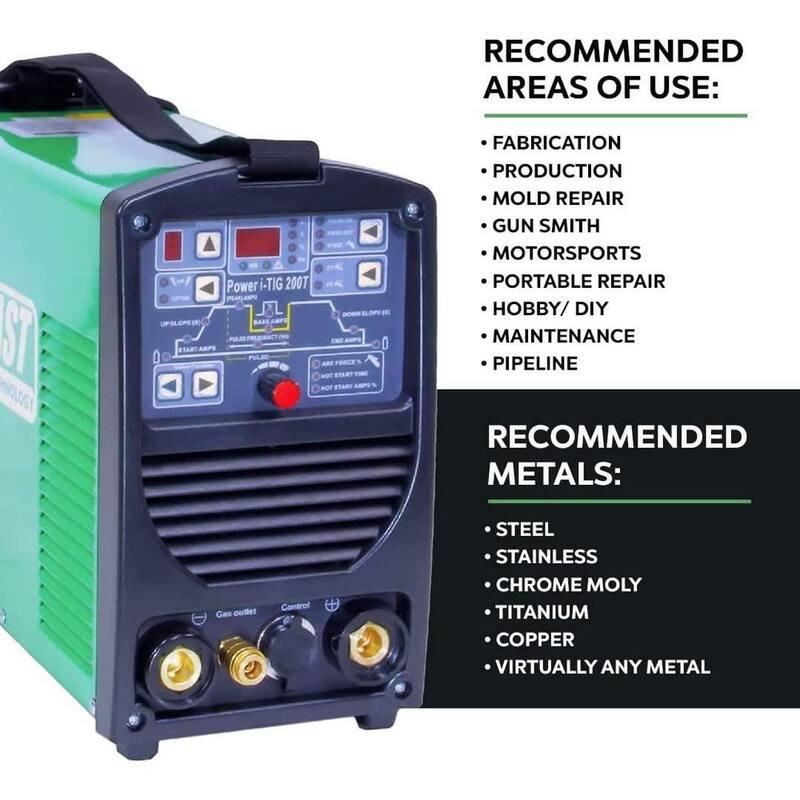 Everlast 200 Amp Power i-TIG 200T IGBT Digital Inverter DC Stick/TIG Welder w/ HF and Lift TIG Start, 9 Program Memory, 240V - Poweri-TIG 200T