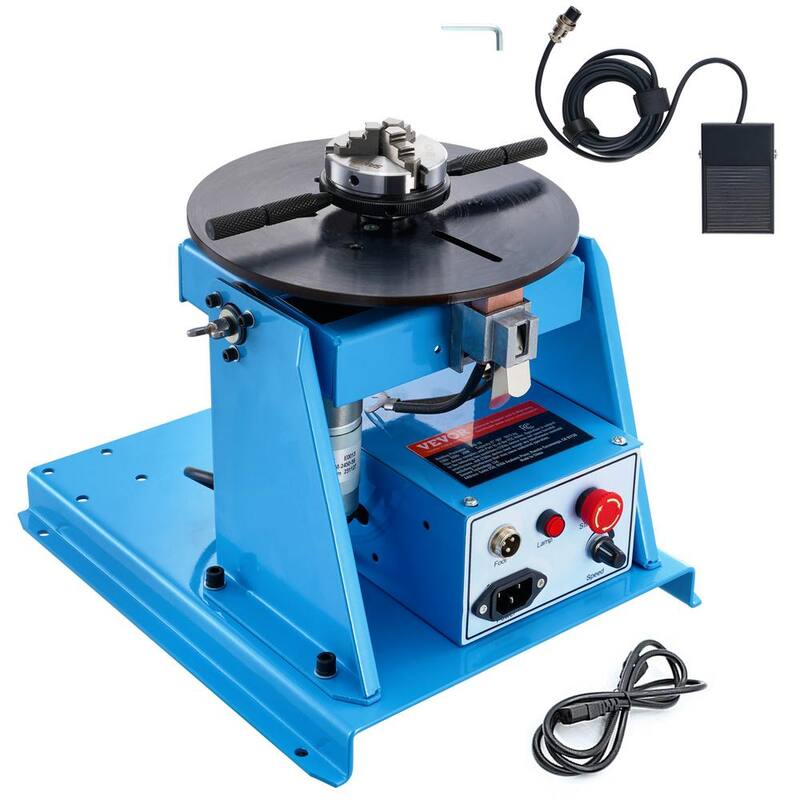 VEVOR Rotary Welding Positioner 10KG, 0-90° Welding Positioning Turntable Table with 8.1 In. 3-Jaw Lathe Chuck Volt - HJBWJX10KG20A453NV1-0726