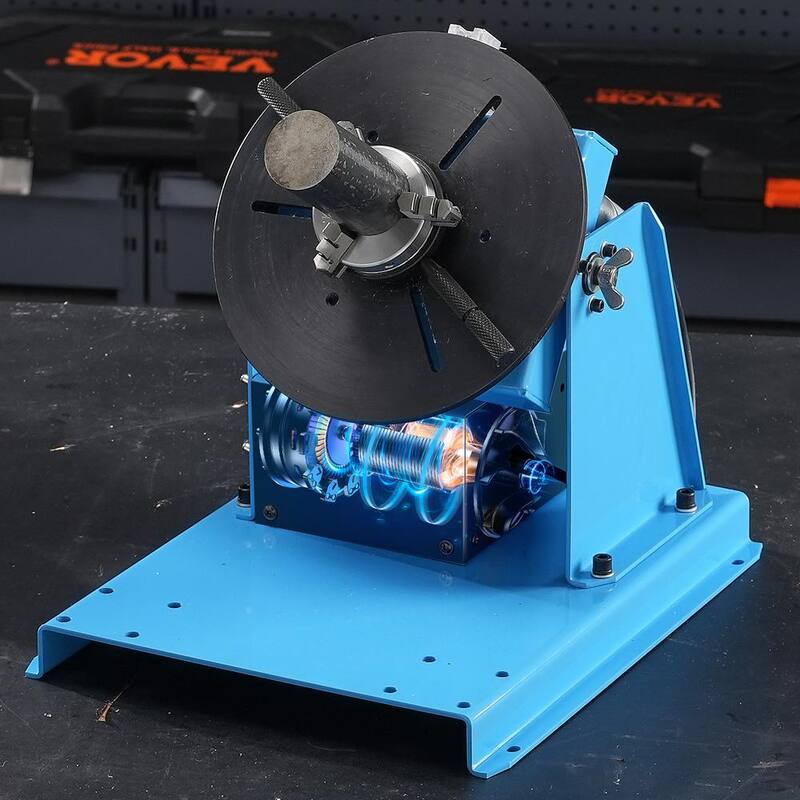 VEVOR Rotary Welding Positioner 10KG, 0-90° Welding Positioning Turntable Table with 8.1 In. 3-Jaw Lathe Chuck Volt - HJBWJX10KG20A453NV1-0726