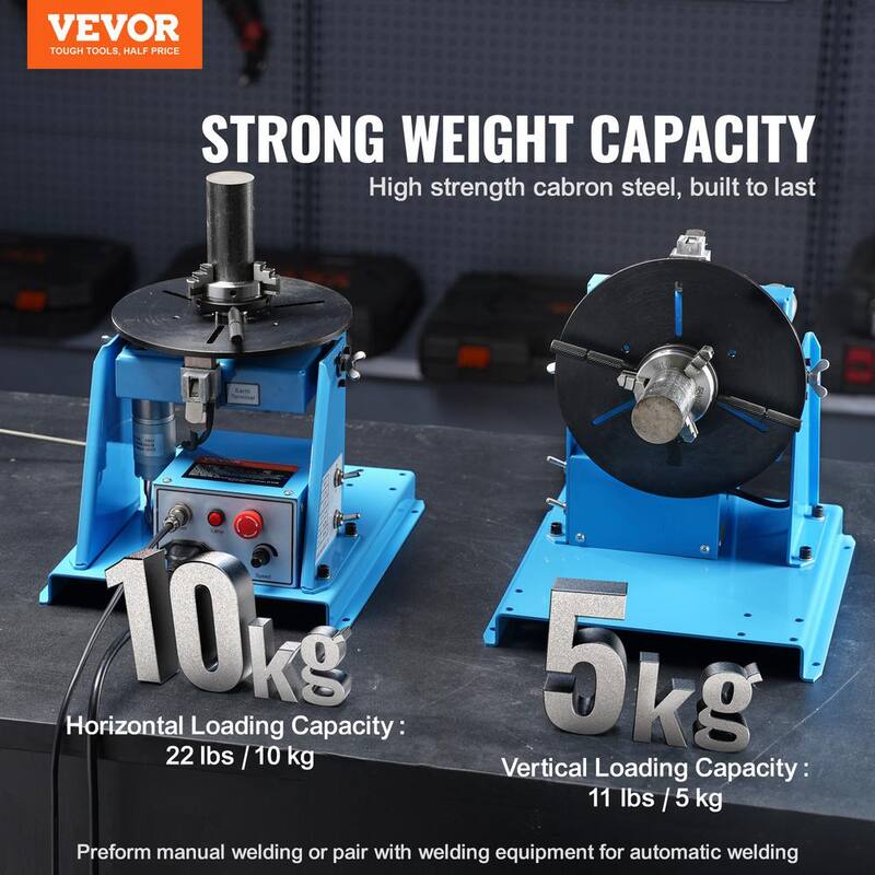 VEVOR Rotary Welding Positioner 10KG, 0-90° Welding Positioning Turntable Table with 8.1 In. 3-Jaw Lathe Chuck Volt - HJBWJX10KG20A453NV1-0726