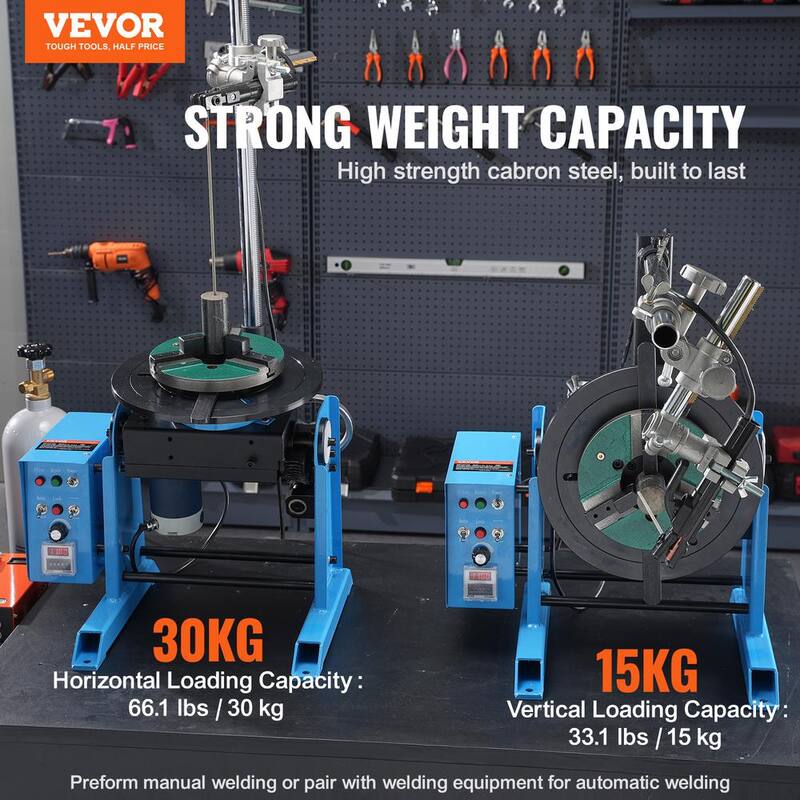 VEVOR Rotary Welding Positioner 66 lbs./30KG, 0-90° Welding Positioning Turntable Table 1-12RPM 80W, Grinding, Volts - HJBWJX30KG80ONXXLV1-0726