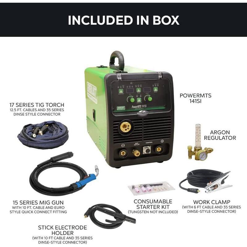 Everlast 140 Amp 110-Volt AC Voltage Input DC MIG/TIG/Stick Multi-Process Welder Compact and Lightweight - PowerMTS 141Si
