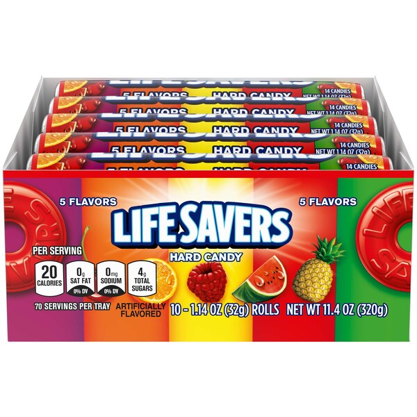 Salvavidas Lifesavers Rol de dulces de cinco sabores 1.14 oz, paquete de 300 - 255770