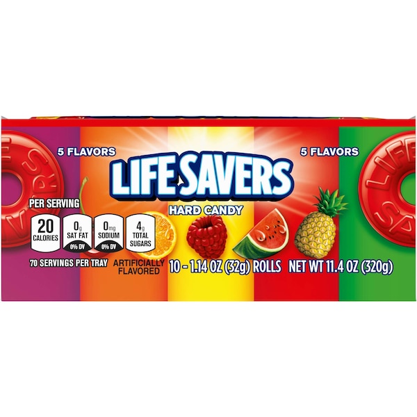 Salvavidas Lifesavers Rol de dulces de cinco sabores 1.14 oz, paquete de 300 - 255770