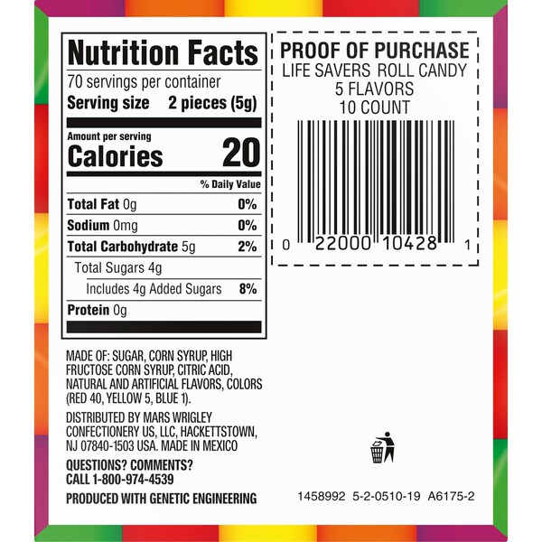 Salvavidas Lifesavers Rol de dulces de cinco sabores 1.14 oz, paquete de 300 - 255770