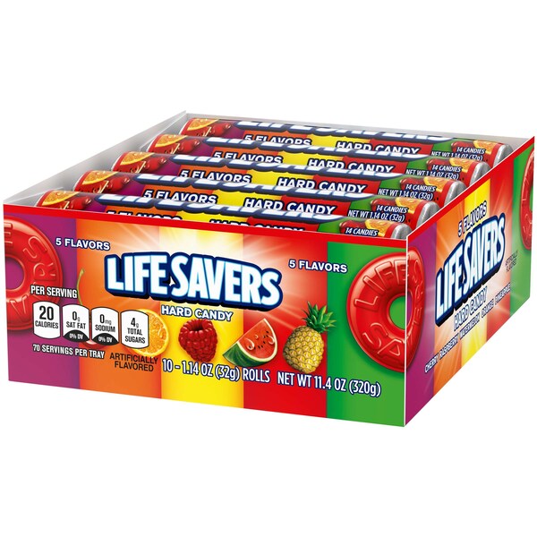Salvavidas Lifesavers Rol de dulces de cinco sabores 1.14 oz, paquete de 300 - 255770