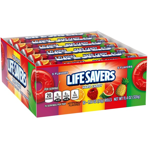 Salvavidas Lifesavers Rol de dulces de cinco sabores 1.14 oz, paquete de 300 - 255770