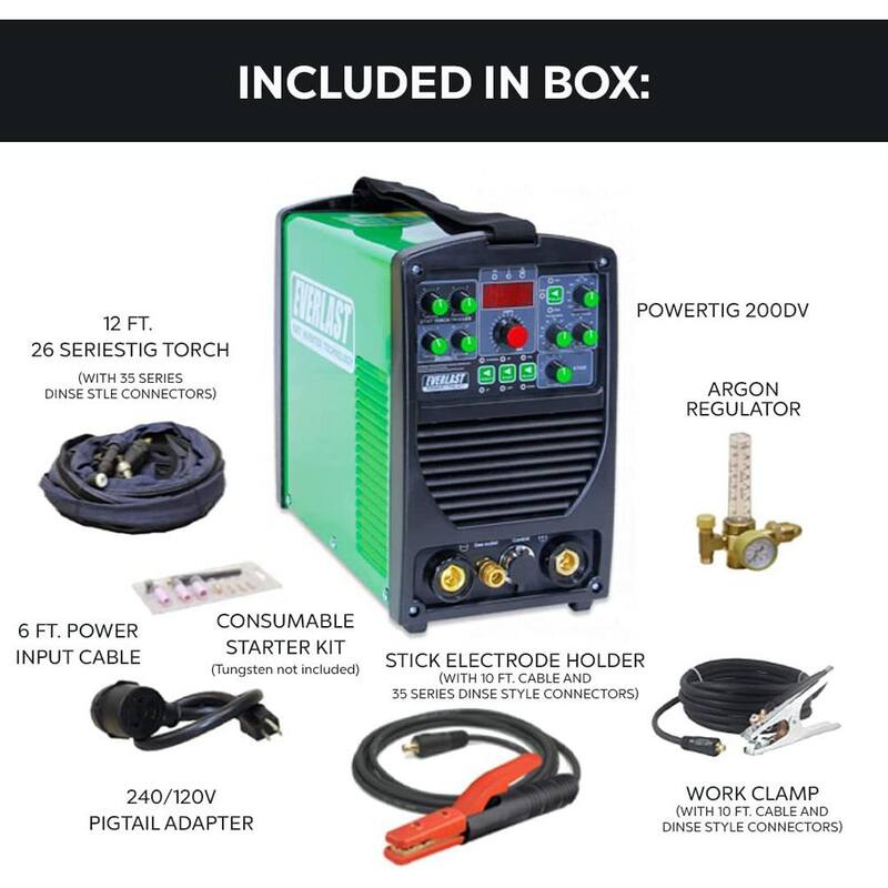 Everlast 200 Amp Power i-TIG 201 IGBT Digital Inverter DC Stick/TIG Welder with High Frequency and Lift TIG Start, 120V/240V - i-TIG201