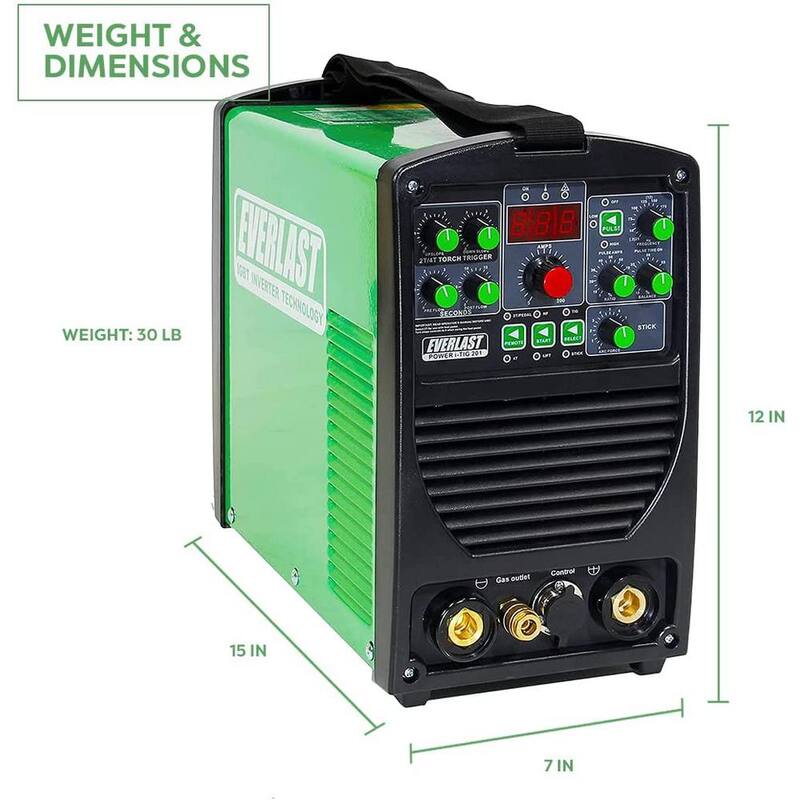 Everlast 200 Amp Power i-TIG 201 IGBT Digital Inverter DC Stick/TIG Welder with High Frequency and Lift TIG Start, 120V/240V - i-TIG201