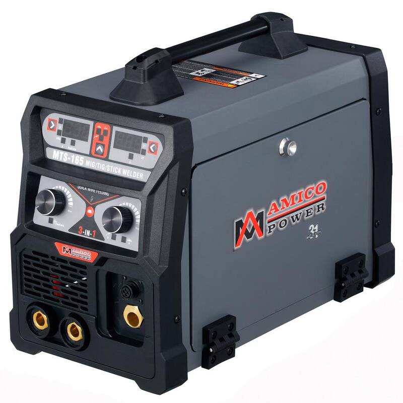 AM AMICO ELECTRIC 165 Amp MIG Wire Feed/Flux Core/TIG Torch/Stick Arc Welder, Weld Aluminum with 2T/4T 110-Volt/230-Volt Welding - MTS-165
