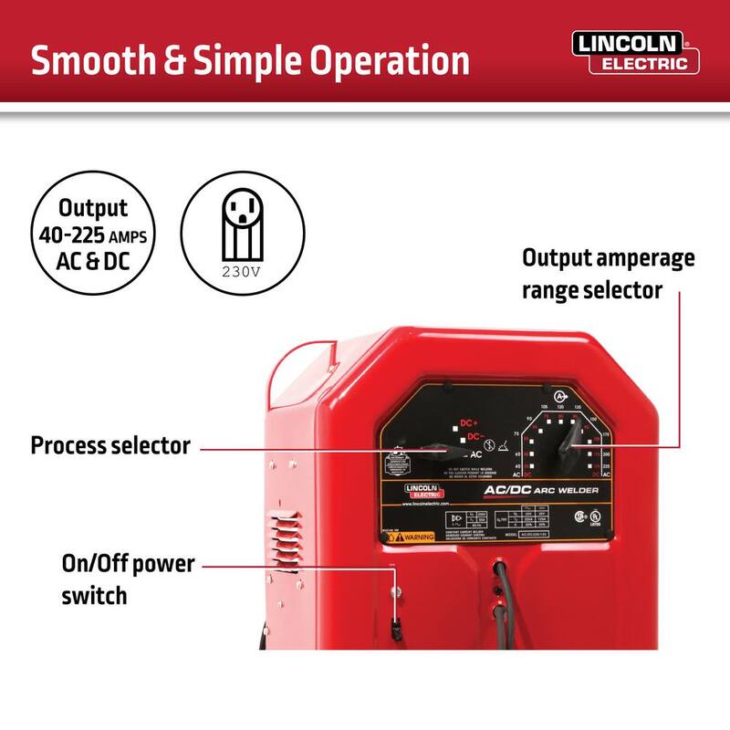 Lincoln Electric 225 Amp AC and 125 Amp DC Arc/Stick Welder AC/DC 225/125, Single Phase, 230V - K1297