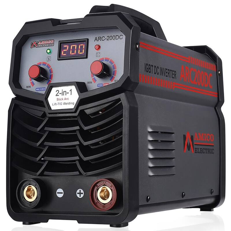 AMICO POWER ARC-200DC, 200 Amp Stick Arc Lift-TIG Inverter Welder, 80% Duty Cycle, 100-250V Wide Voltage, Compatible all Electrodes - ARC-200DC